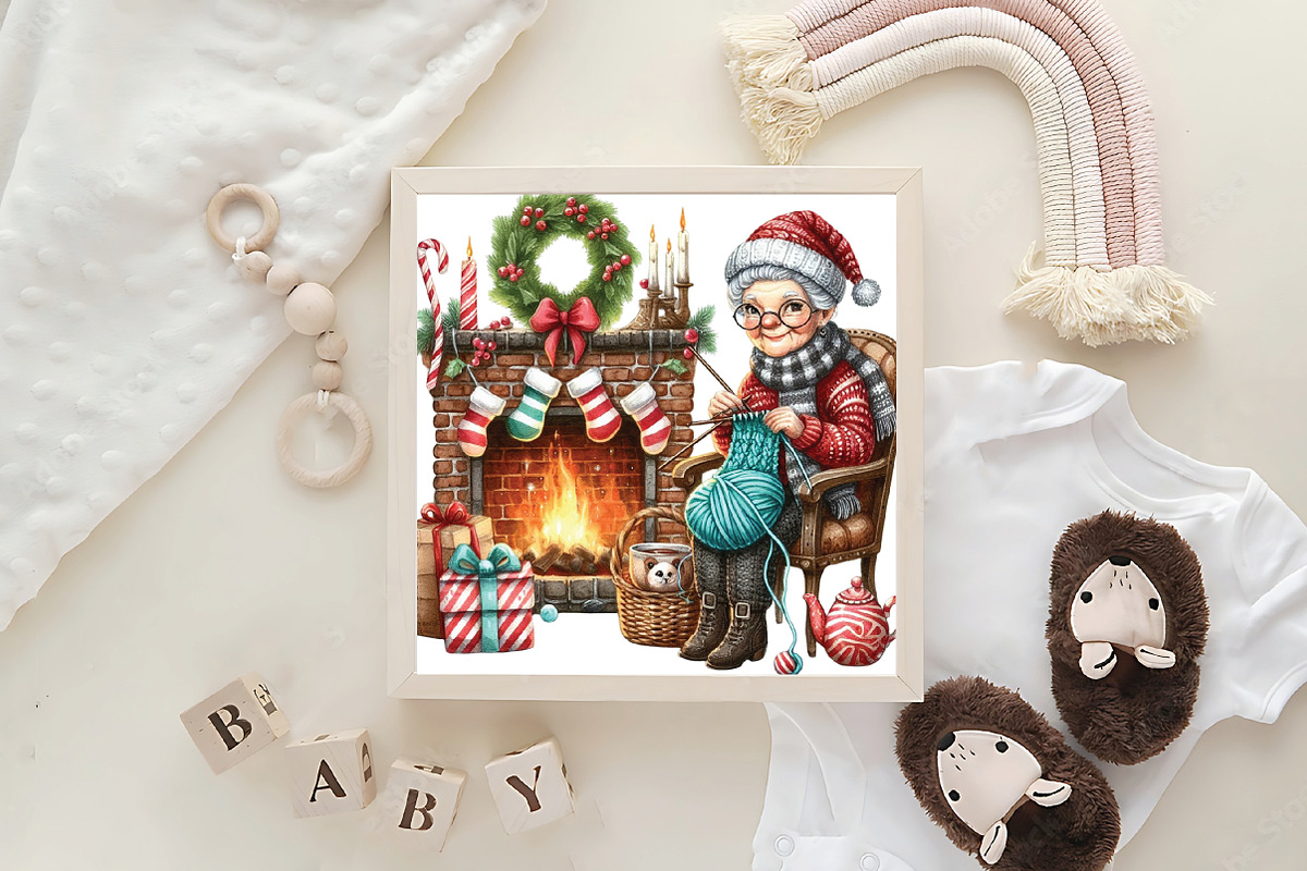 Funny Old Lady Christmas Sublimation, an Illustration by CraftArtStudio (Photo 6 of 6)