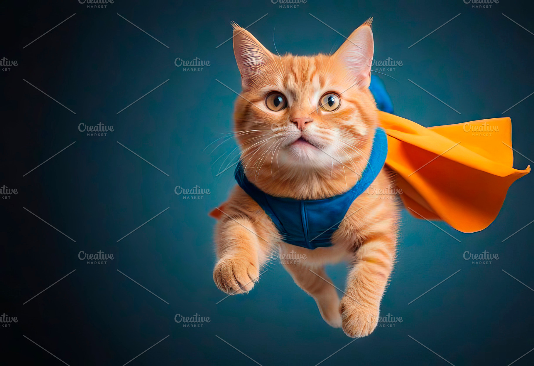 Cute ginger tabby cat superhero, an Animal Photo by TatsianaSalauyova