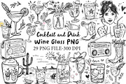 Cocktail and Drink Wine Glass PNG, an Illustration by Libby Wishes (Thumbnail 1 of 7)