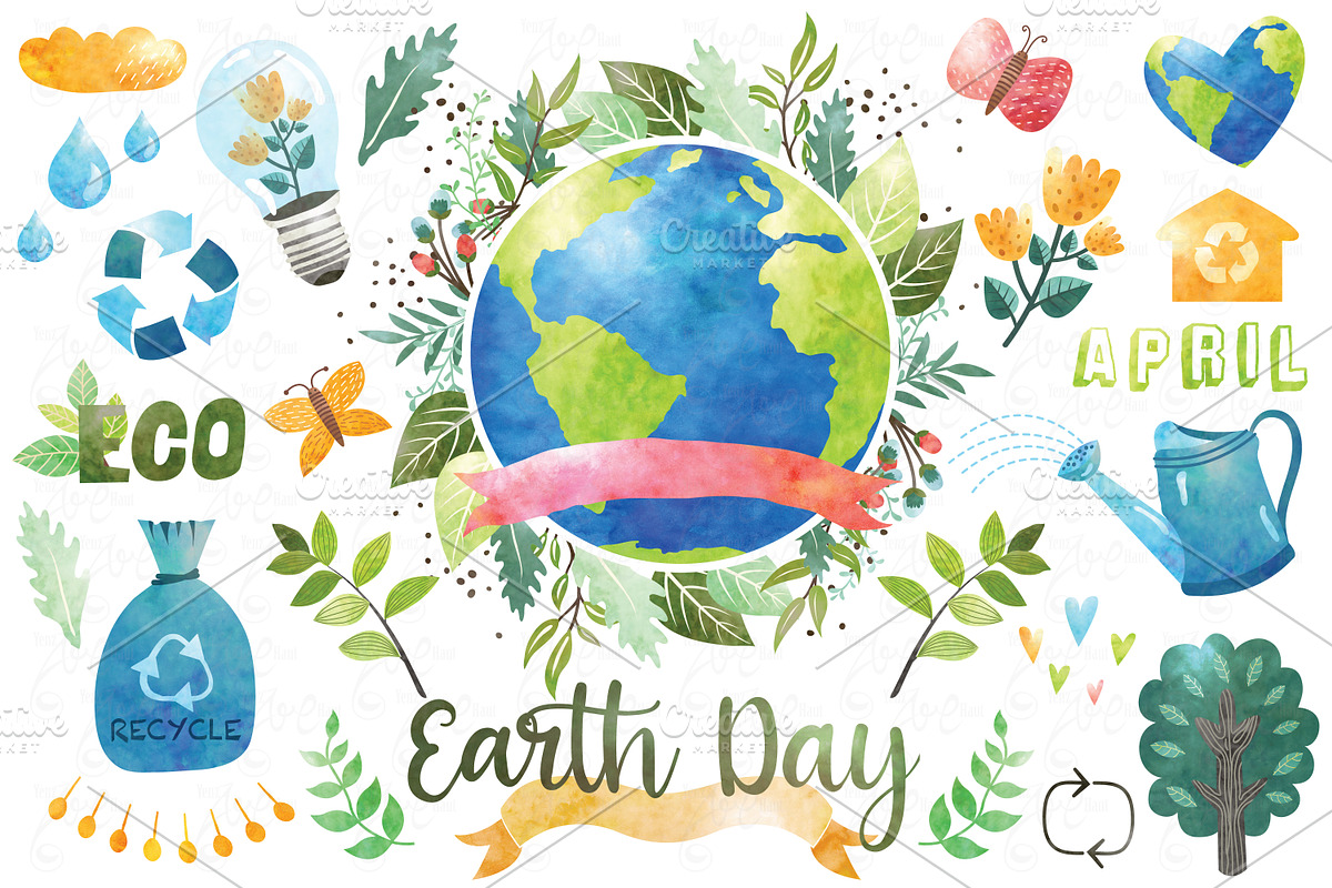 Happy Earth Day Collection Set, an Illustration by YenzArtHaut