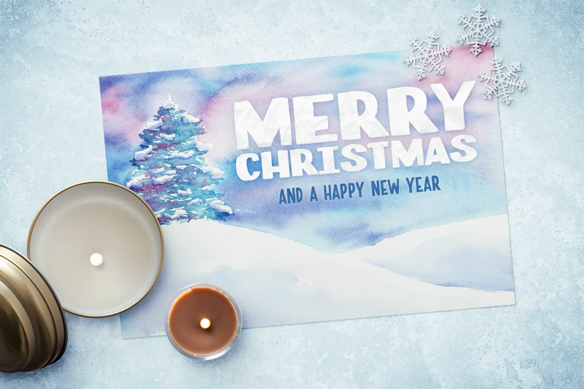 Watercolor Christmas Card Template 2, a Card Template by Design Panoply