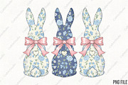 Floral Easter Bunny Bow Sublimation, an Illustration by CraftArtStudio (Thumbnail 1 of 4)