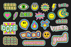 COOL POP ART VECTOR STICKERS SET