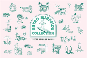 Retro Surfer Summer Illustrations