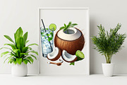 Coconut Drink Sublimation Clipart Bu, an Illustration by SVGArt (Thumbnail 3 of 8)