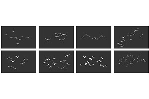 Birds flock white silhouettes fly, an Animal Illustration by Lemberg Vector