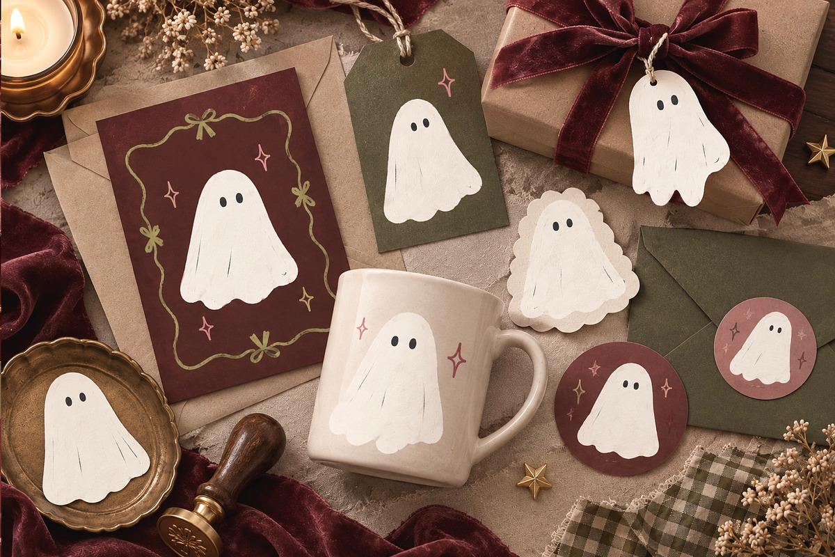 hand drawn Ghost Halloween Clipart, a Seasonal Illustration by Katie Lisker (Photo 3 of 3)