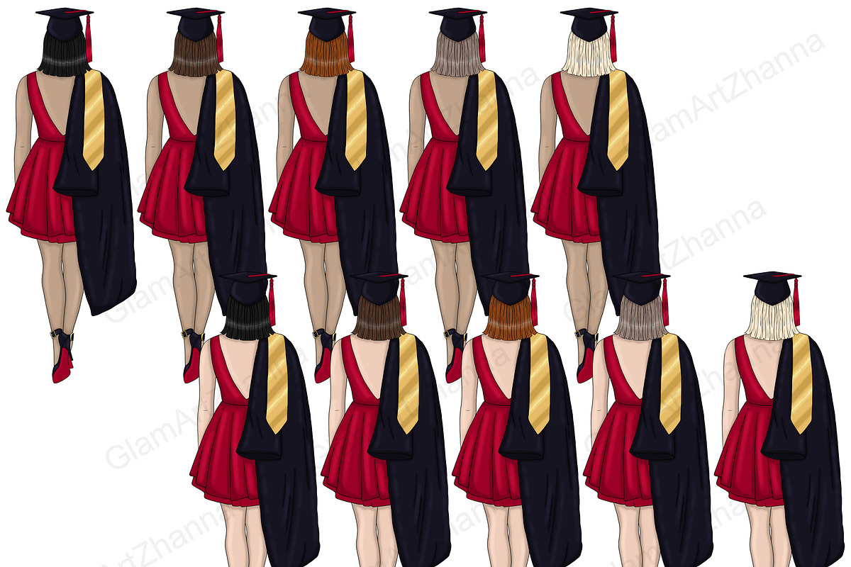 Graduation Girls Clipart, an Education Illustration by GlamArtZhanna (Photo 7 of 11)