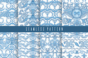 Blue floral FLORENCE- ornament set, a Decorative Illustration by Moonflora (Thumbnail 8 of 8)