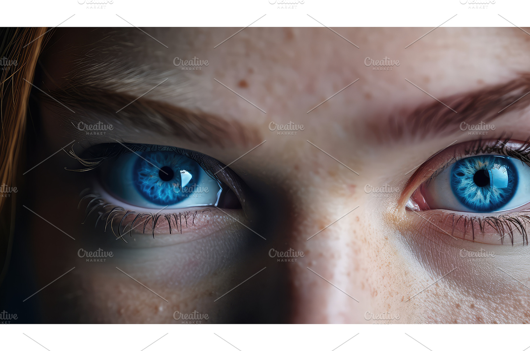 gaze blue focus ai generated, an Abstract Photo by pikepicture
