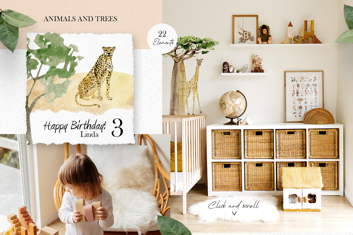 Watercolor Wild Animal Tree, an Animal Illustration by AnnaTkachi (Photo 2 of 7)