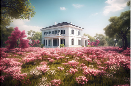 Elegant white house spring plants, a Nature Photo by Ylivdesign