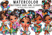 Butterfly baby girl Clipart, an Illustration by Libby Wishes (Thumbnail 1 of 7)