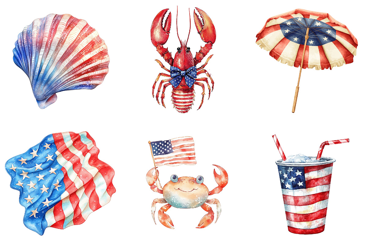 Patriotic Summer Clipart Set PNG, a Decorative Illustration by designcity5 (Photo 3 of 4)