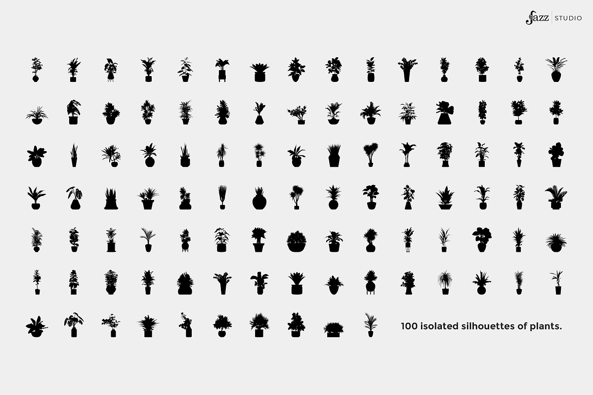 100 Vector Plant silhouettes, a Decorative Illustration by JAZZ STUDIO (Photo 6 of 6)