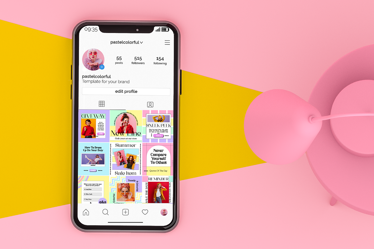 9 Pastel Colorful Instagram Template, a Social Media Template by digitalsbydepi (Photo 5 of 6)