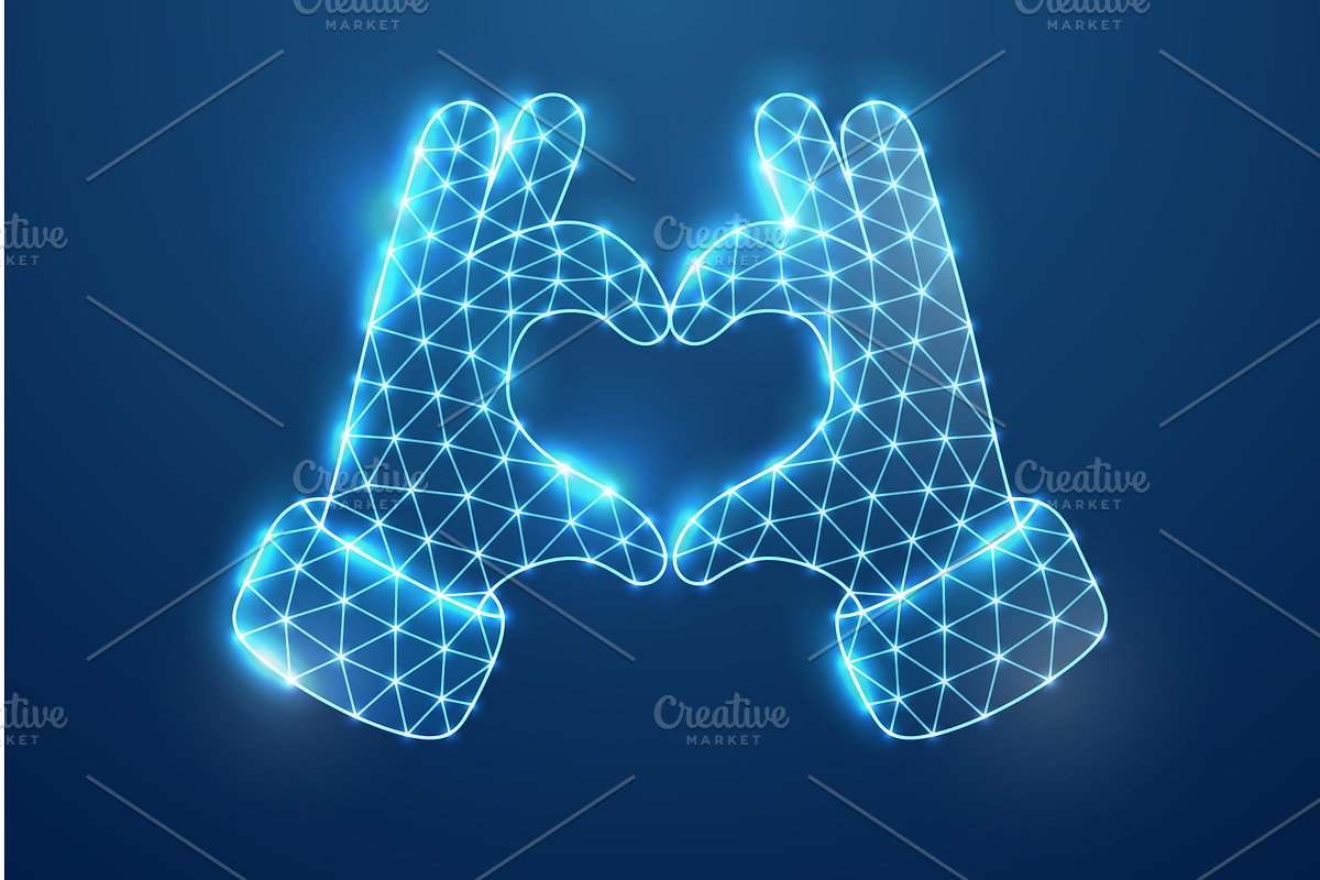 Digital heart made by hands in, a Technology Illustration by GraphiShop