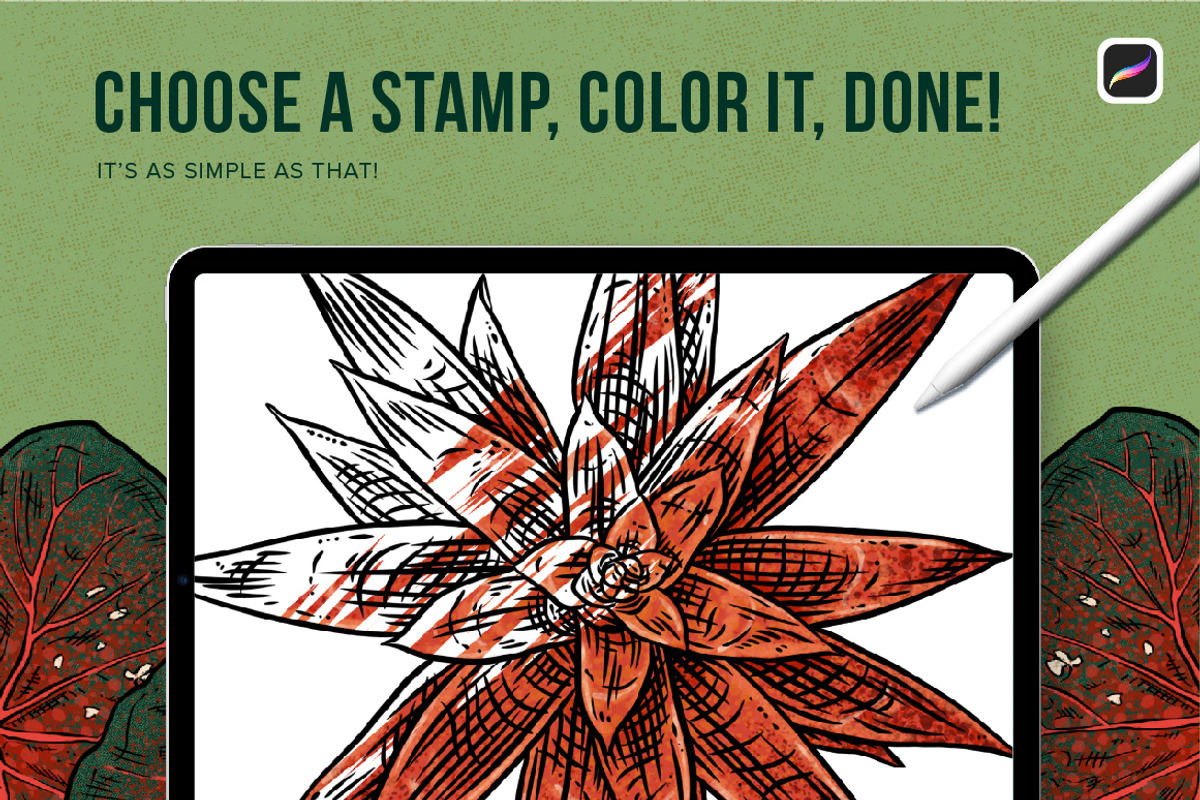 Tropical Stamp Brushes for Procreate, a Brush Add-On by Riveros Illustration (Photo 11 of 14)
