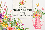 Wild flowers watercolor clipart, an Illustration by a_ptichkina (Thumbnail 1 of 7)