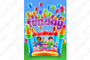 Bouncy House Castle Jumping Boys, an Illustration by Christos Georghiou