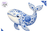 Chinoiserie Blue Sea Animals Clipart, a Work Illustration by CreationArt (Thumbnail 9 of 11)