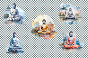 Watercolor Buddha Clipart, an Illustration by Mash Mash Stickers (Thumbnail 8 of 9)