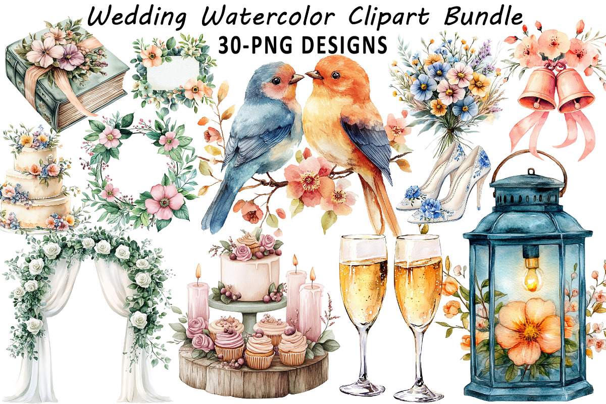 Wedding Watercolor Clipart, an Illustration by Daily.Designs (Photo 1 of 7)
