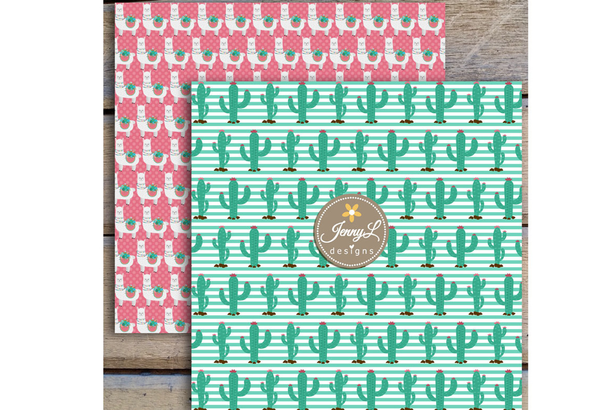 Llama Alpaca Digital Papers Clipart, a Pattern Graphic by JennyL Designs (Photo 5 of 6)