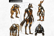 Steampunk Robots Cliparts, a Decorative Illustration by ThatsDesignArt (Thumbnail 6 of 13)