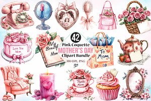 Pink Coquette Mother's Day Clipart, a Seasonal Illustration by Canvas Craft