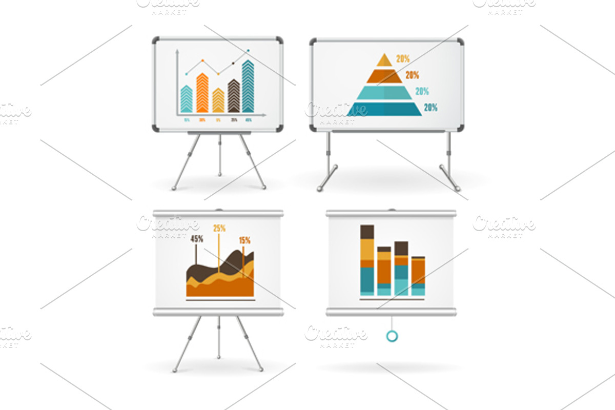 Diagrams and Graphs Whiteboards Set, a Finance Illustration by Vector ...