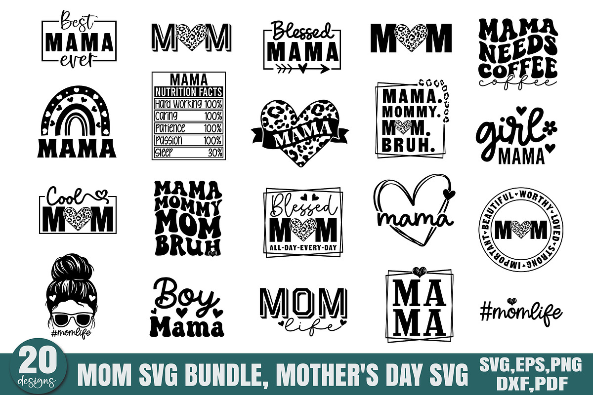 Mom SVG Bundle, Mother's Day SVG, a Graphic by Designer302 (Photo 1 of 21)