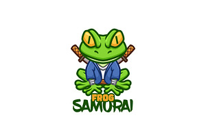 Frog Samurai Cartoon Mascot Logo, a Branding & Logo Template by Gumrega Studio