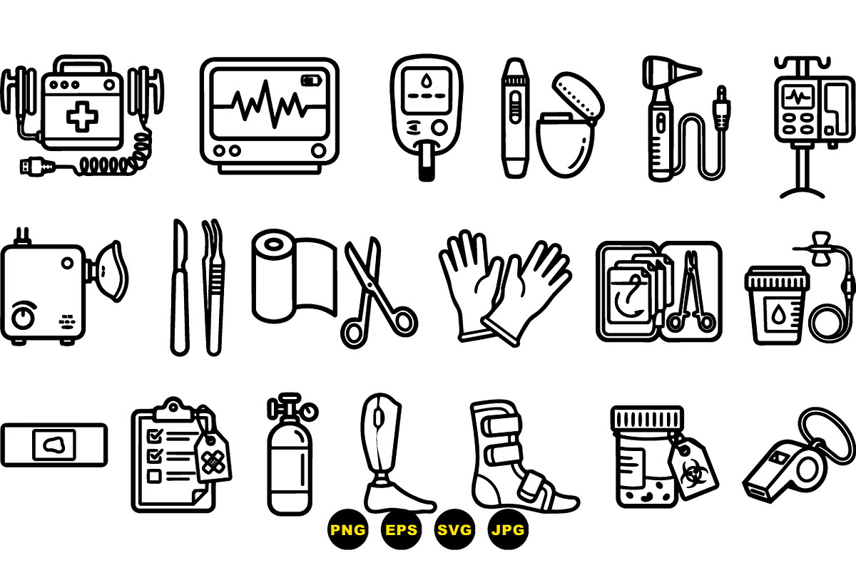 Medical Equipment Icon Set, an Illustration by designvectx (Photo 1 of 3)