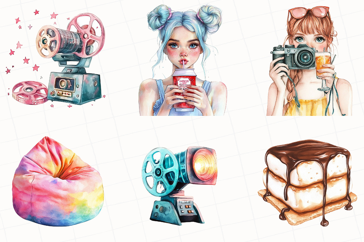 Summer Movie Night Clipart, an Illustration by OK Design (Photo 3 of 5)