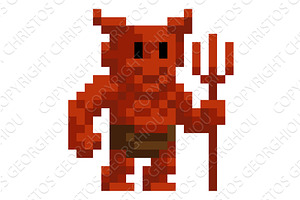 Devil Demon Pixel Art Game Cartoon, a Person Illustration by Christos Georghiou