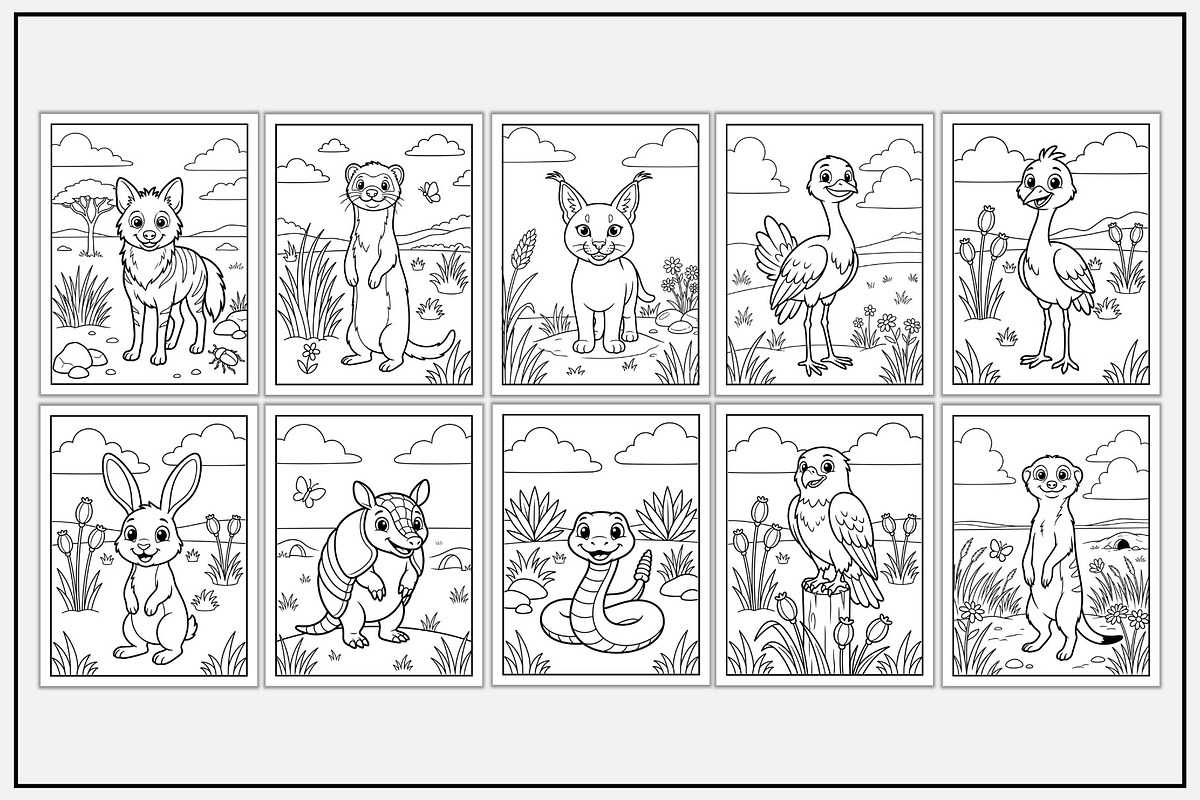 Grassland Animals Coloring Book, an Animal Illustration by Lamia Emad (Photo 3 of 5)
