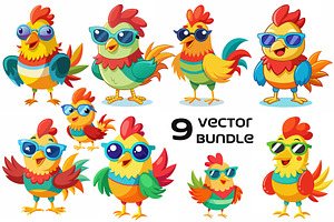 Hand Drawn Cartoon Chicken Vector