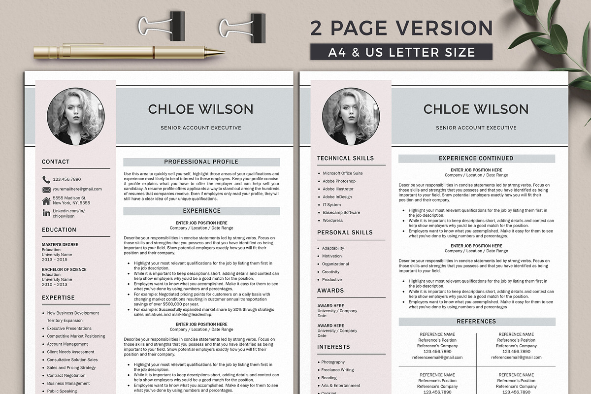 Modern Resume Template Word, a Resume Template by Klamp Studio (Photo 3 of 10)