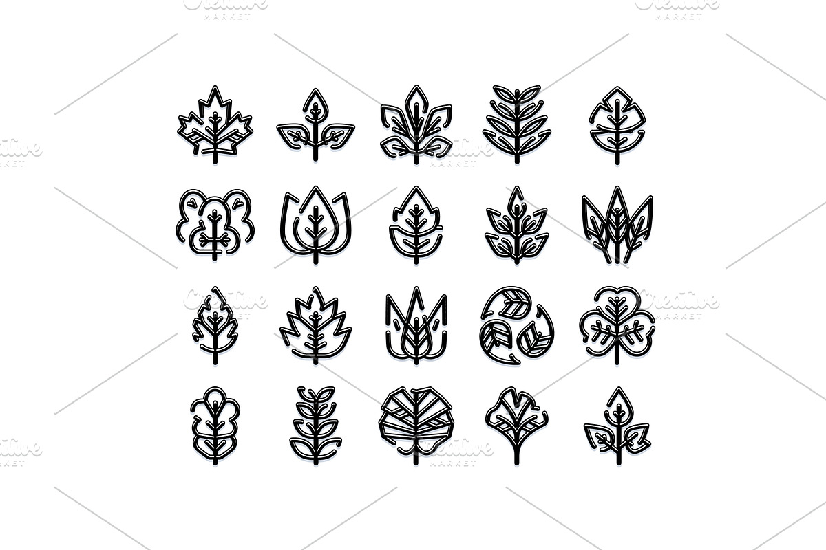 Minimalist leaf icons collection, an Object Illustration by pikepicture