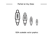 Pen and Writing Tools Icons Set, an Outline Icon by Designfour (Thumbnail 7 of 7)