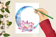 Watercolor Floral Moon Clipart Bundl, an Illustration by designcity5 (Thumbnail 5 of 5)