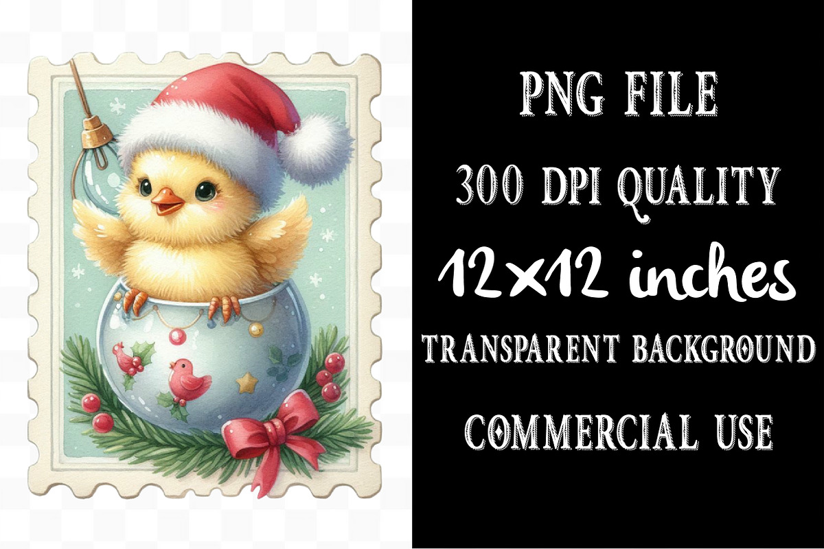 Cute Christmas Animal Postage Stamp, an Illustration by Designking (Photo 4 of 5)