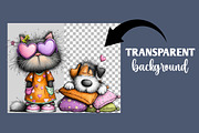 Watercolor Valentine cat and Dog, an Illustration by Designworld (Thumbnail 2 of 6)