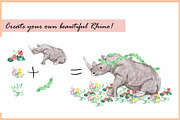 Rhino & Toucan-Watercolor Clipart, an Illustration by VianneArt (Thumbnail 7 of 7)