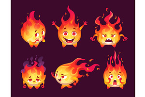 Fire mascot. Funny emotional flame, an Illustration by Onyx