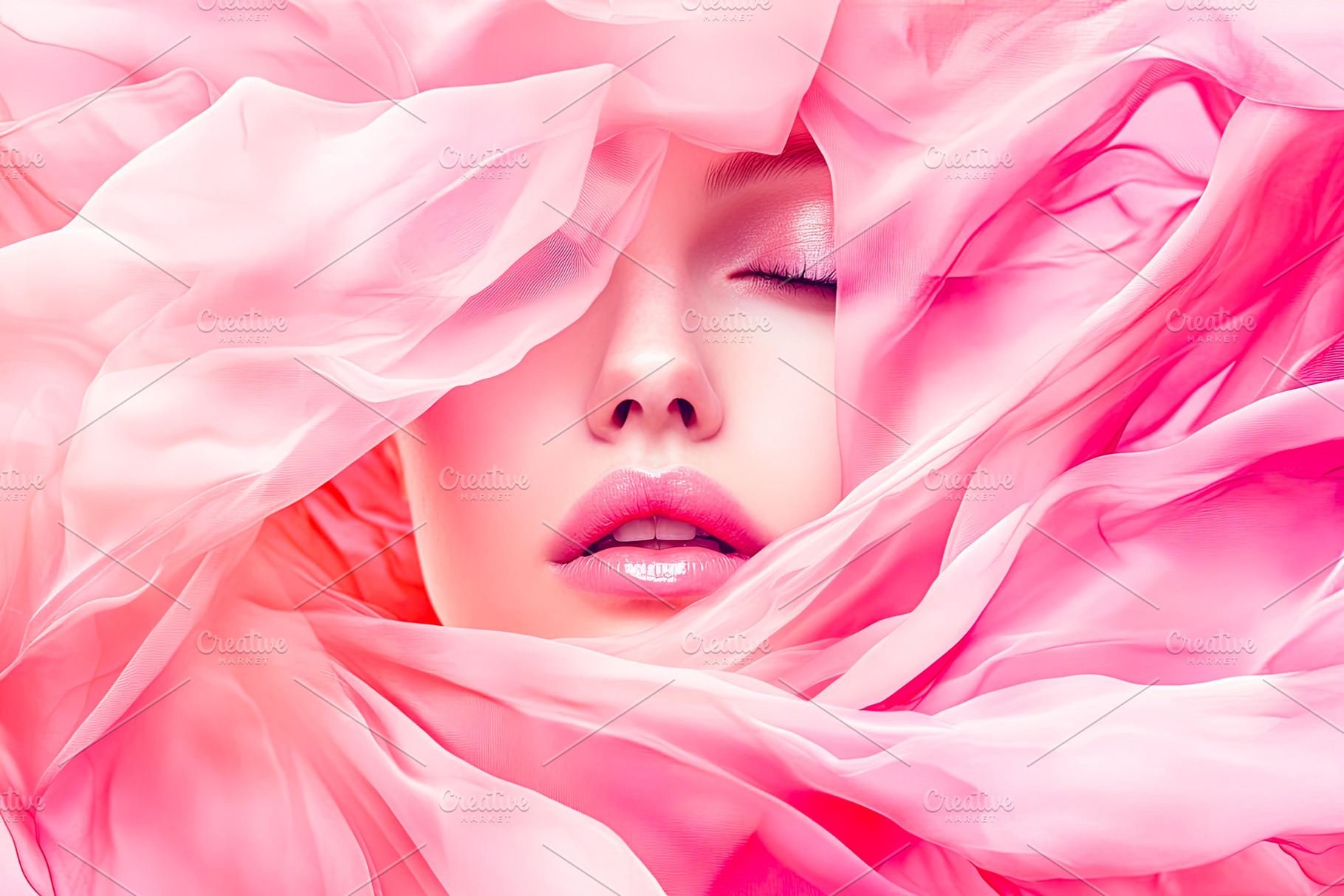 Woman Wrapped in Pink Fabric, a Person Photo by Ales Munt