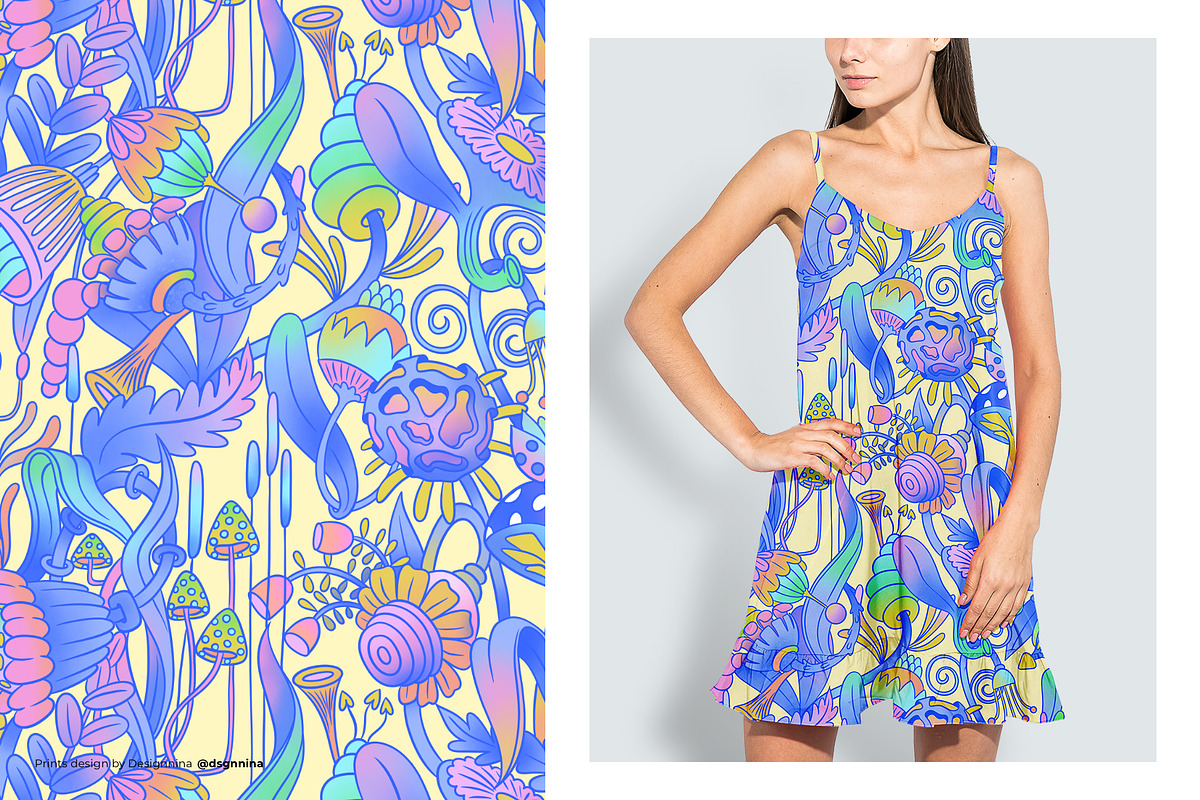 Cosmic Flora seamless pattern, a Pattern Graphic by Designnina Shop (Photo 5 of 11)