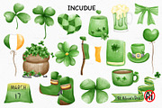 Watercolor St. Patrick’s Day Clipart, a Seasonal Illustration by Vavavan Artwork (Thumbnail 2 of 4)
