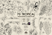 Tropical floral line art + Procreate, a Decorative Illustration by Skliarova (Thumbnail 1 of 4)
